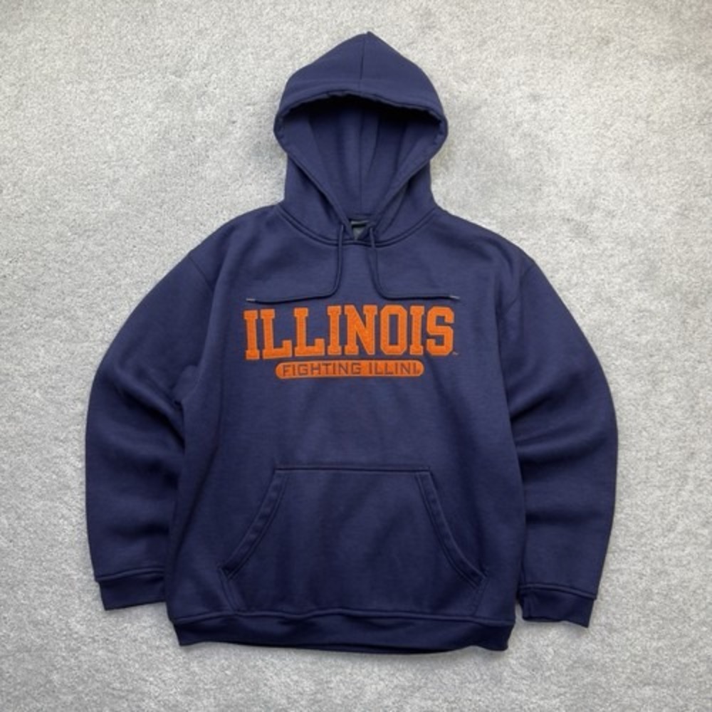 Pro Edge Illinois Fighting Illini Hoodie Mens Large Blue Orange Collegiate NCAA